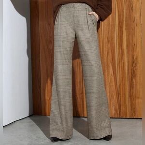 Alice + Olivia classic afterglow Virgin wool blend Houndstooth pleated trouser 0